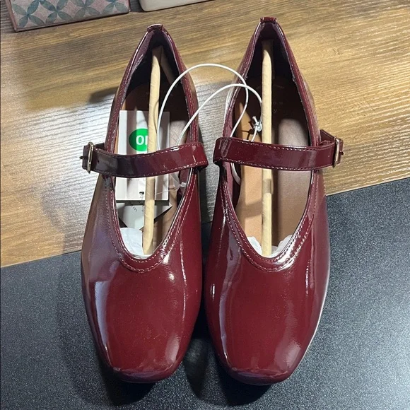 a new day Burgundy Patent Leather Mary Jane Flats - Picture 1 of 5